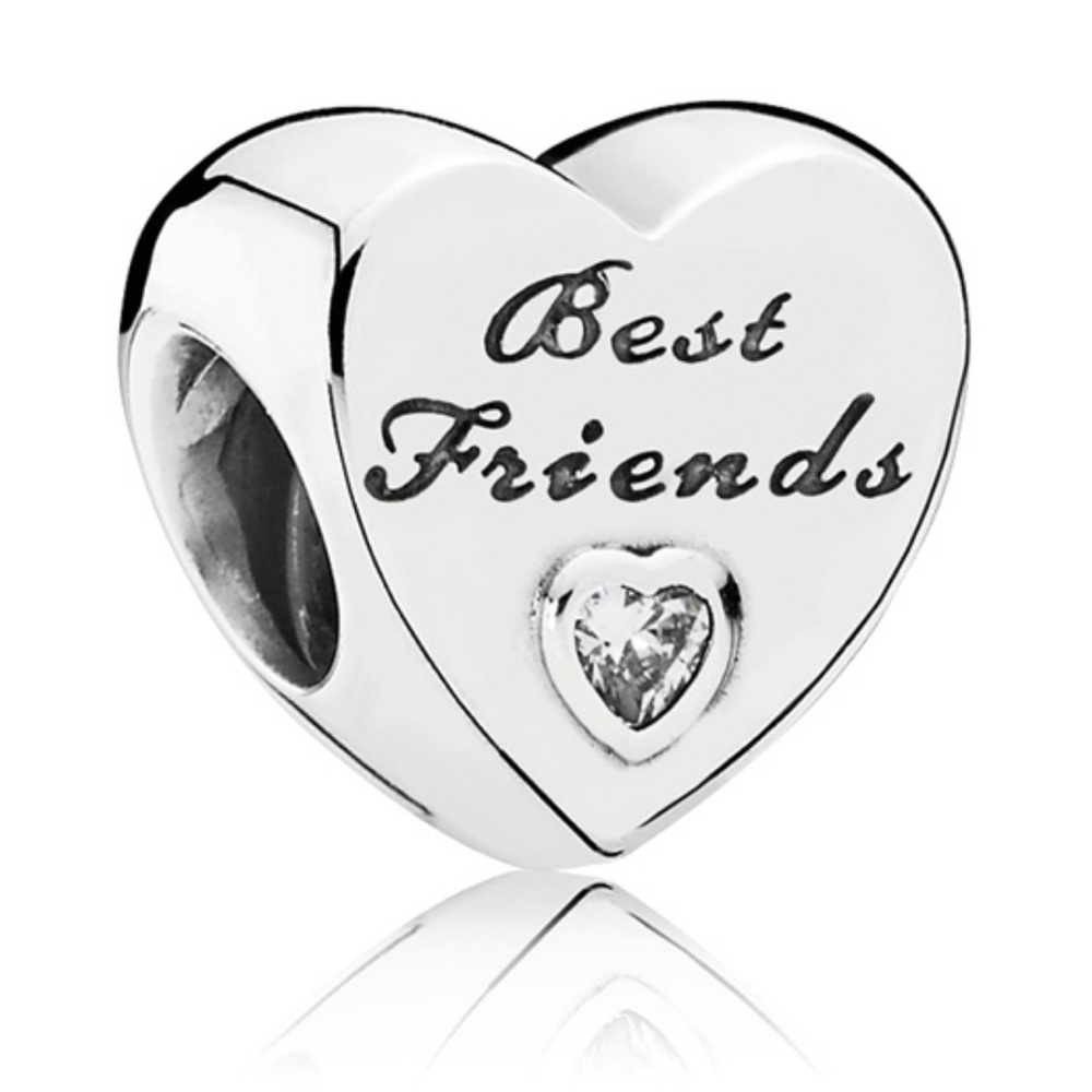 Genuine Retired PANDORA Friendship Heart Charm; 791727CZ